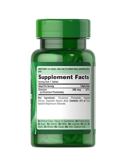 کپسول کرومیوم پیکولینات بدون مخمر Puritan’s Pride Chromium Picolinate 200 µg – بسته 100 عددی