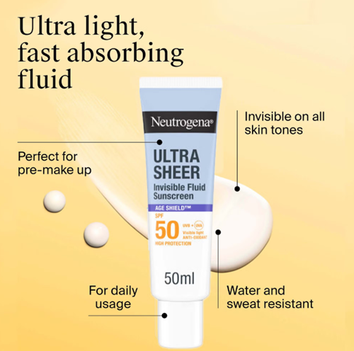 ضد آفتاب فلوئیدی نوتروژینا Ultra Sheer Age Shield SPF 50