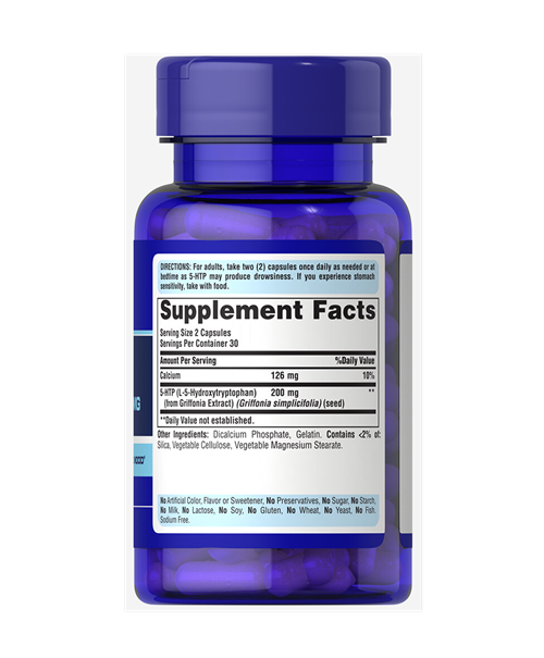 کپسول آرام‌بخش و بهبود خواب Puritan’s Pride 5‑HTP 100 mg – بسته ۶۰ عددی