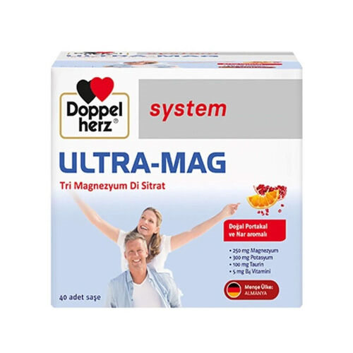 پودر ساشه منیزیم و پتاسیم Doppelherz System Ultra‑Mag – بسته ۴۰ عددی